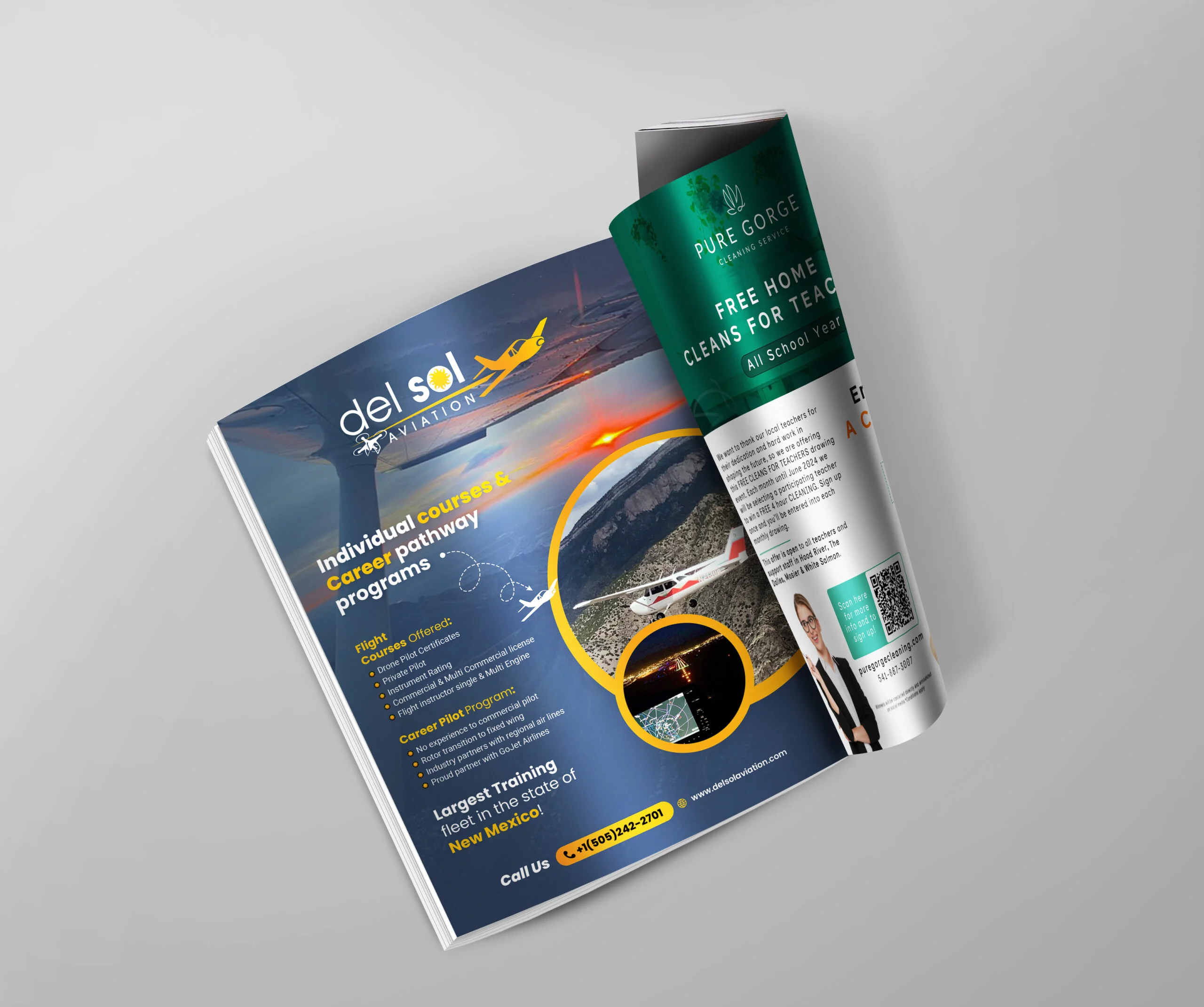 Travel agency magazine ad design